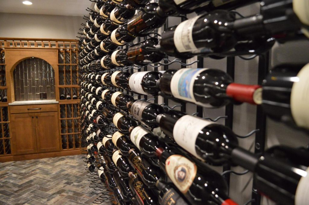 Custom Wine Cellar with Wood and Metal Racks Designed and Installed in Richmond