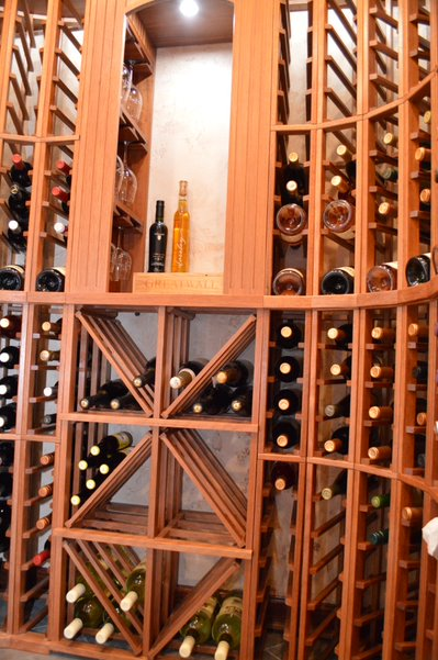 Custom wooden wine racking in cambara mahogany