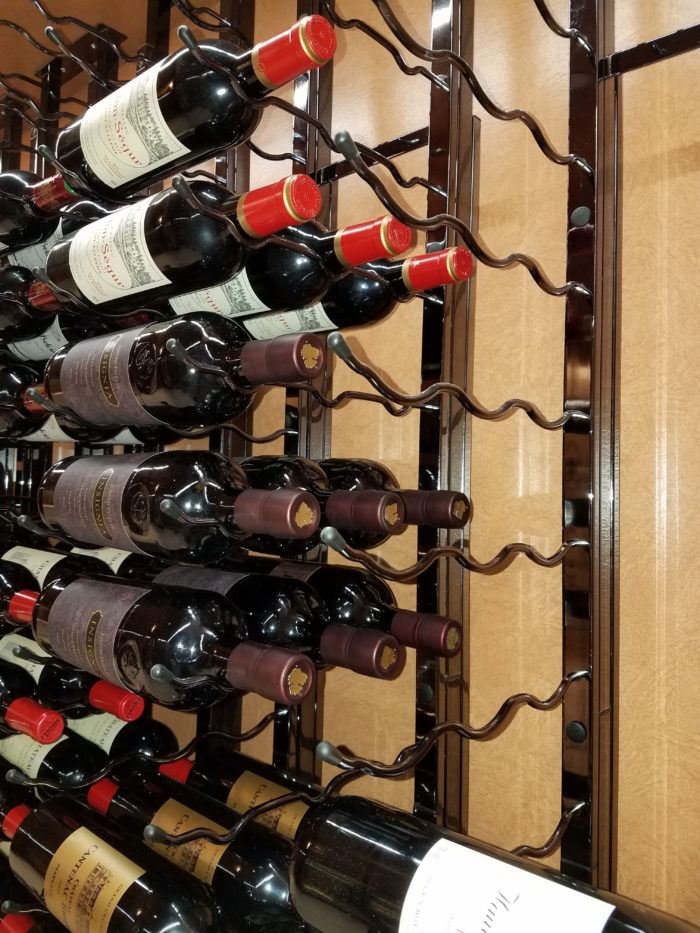 Striking Wine Display with 3-Bottle Deep Metal Wine Racks by VintageView