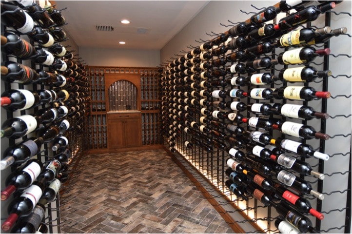 Transitional Home Wine Cellar 