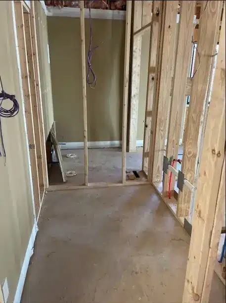 Residential rough opening before the small Richmond home sauna installation