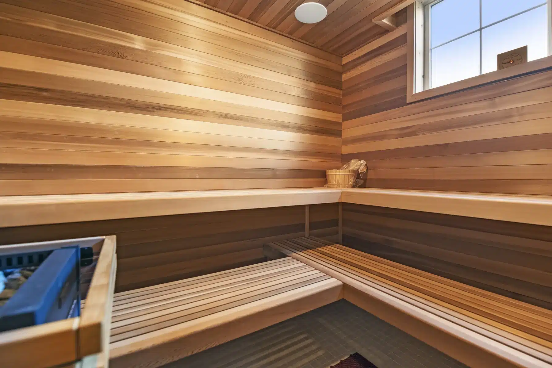 Custom sauna in Corolla NC with double insulated window and natural light