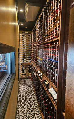 This traditional wine cellar in a Richmond steak house is both beautiful and functional.