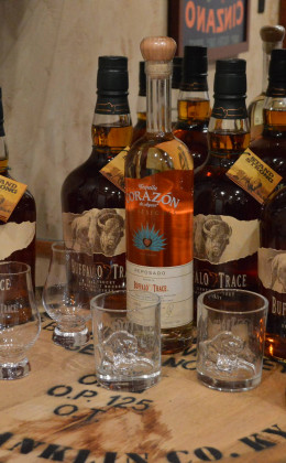 This custom-designed wine cellar has a space for the owner's impressive whiskey collection.