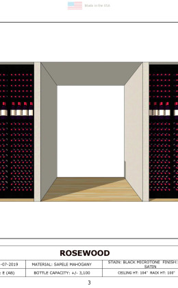 Digital Rendering of Rosewood Hotel Custom Wine Racking Section1