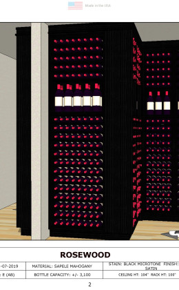 Digital Rendering of Rosewood Hotel Custom Racking Section 3