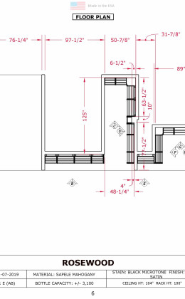 Dimensions for Custom Wine Cellar Design, Rosewood Hotel