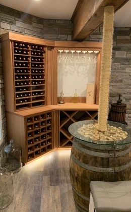 Tim and the Harvest team installed these gorgeous wooden racks in the corner of this room. It's beautiful, and functional!