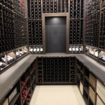 This modern home wine cellar contains gorgeous Sapele Mahogany racking with an Espresso stain. Such a beautiful way to store your wine!