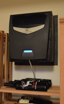 A Wine Guardian cooling unit keep this wine collection fresh and tasty.